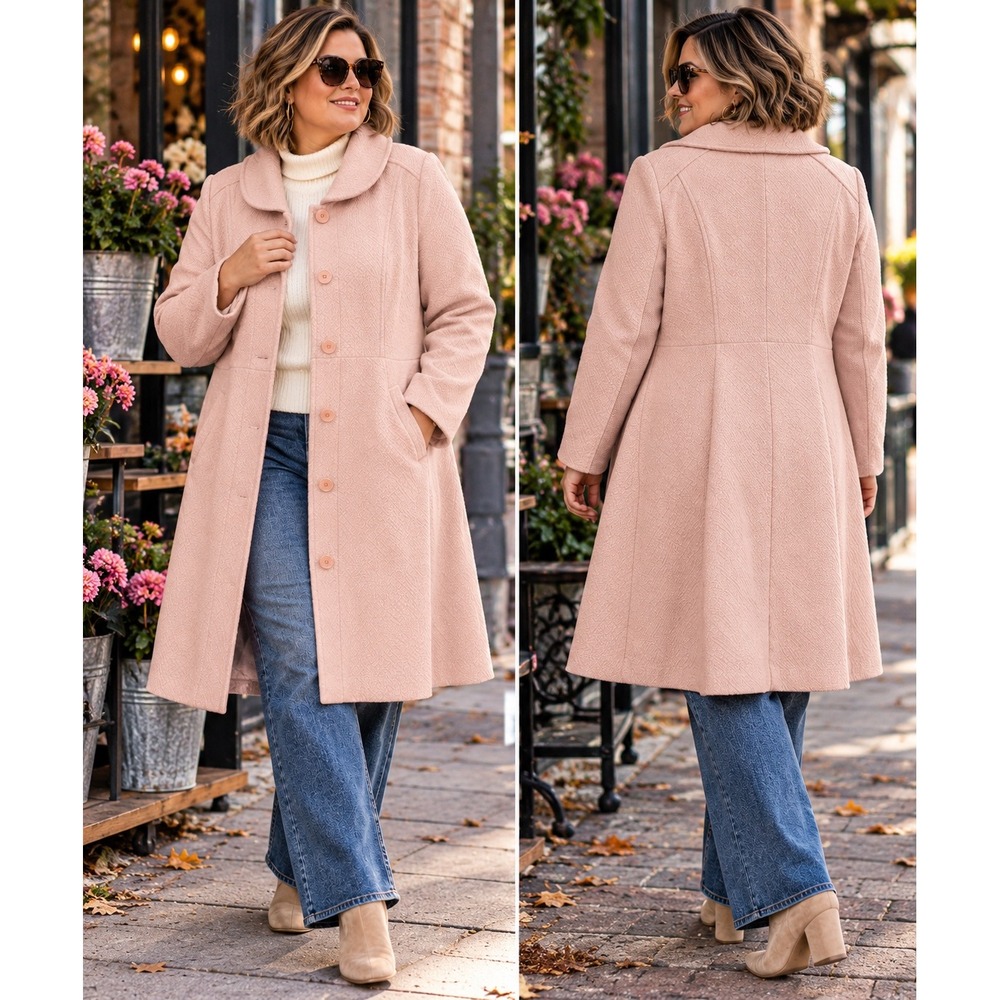 Torrid Size 2 Pink Textured Coat Stretch Sleeve Fit & Flare Plus Size
